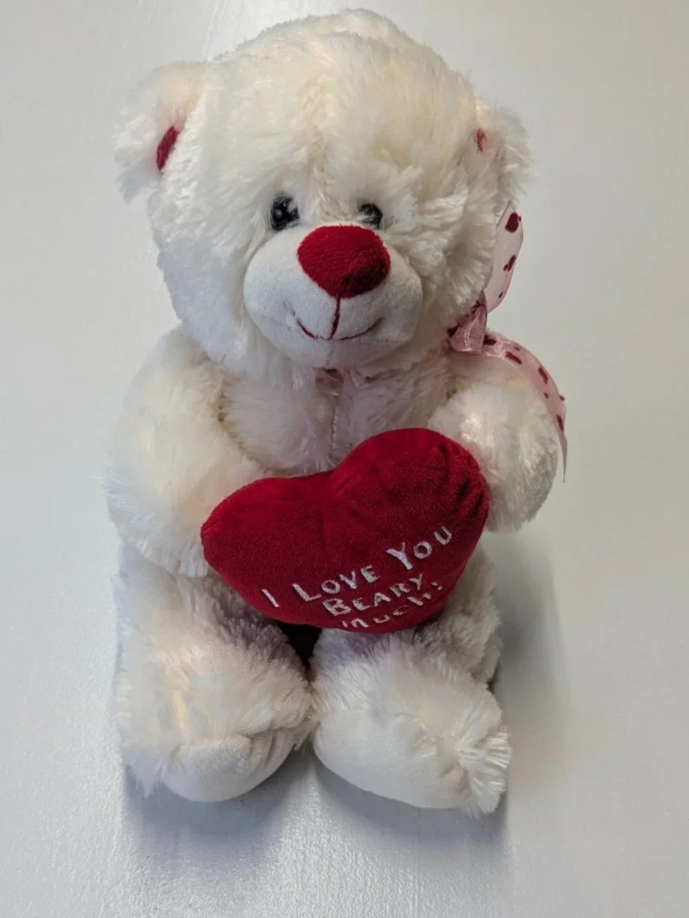 White Valentine's Day Stuffed Bear